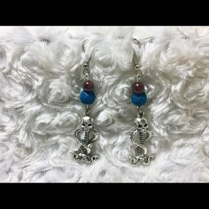 Infinity Skull Garnet Lava Bead Dangles